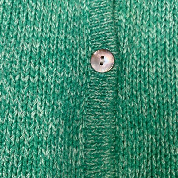 LL Bean Cardigan Sweater Women's Large Green Marled Ragg Cotton 245208 - Picture 4 of 10
